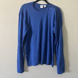 Armani Exchange A|X L Cotton Blue Soft Zipper Long Sleeve Zip Crew Neck Shirt